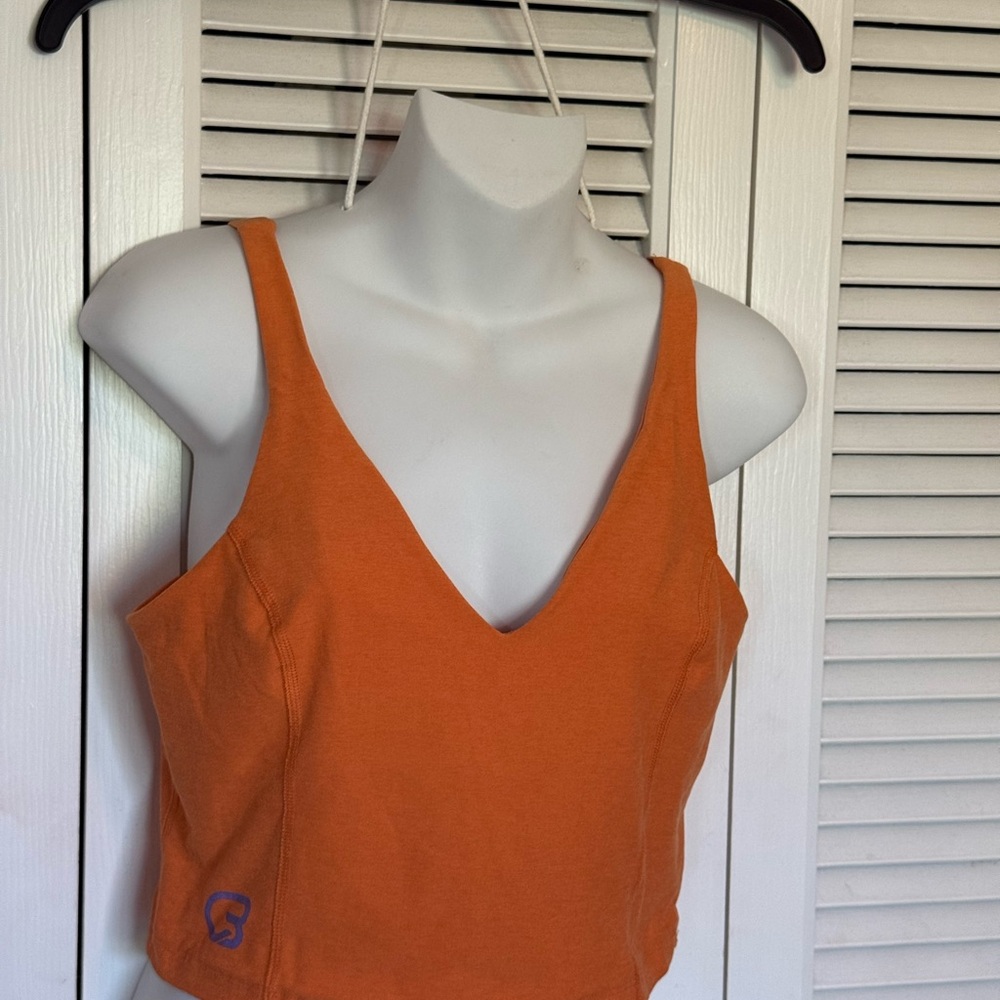 CycleBar Orange V-Neck Women’s Crop Tank Top
